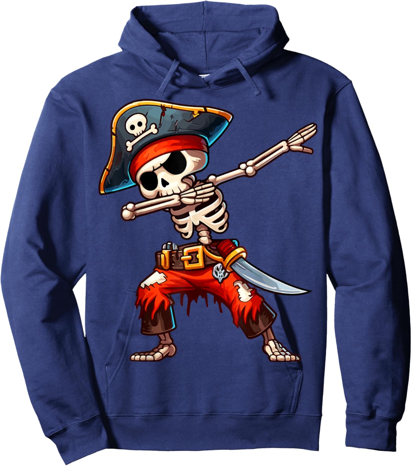 Dabbing Skeleton Pirate Halloween Kids Pirate Hoodie - Hoodie | Navy