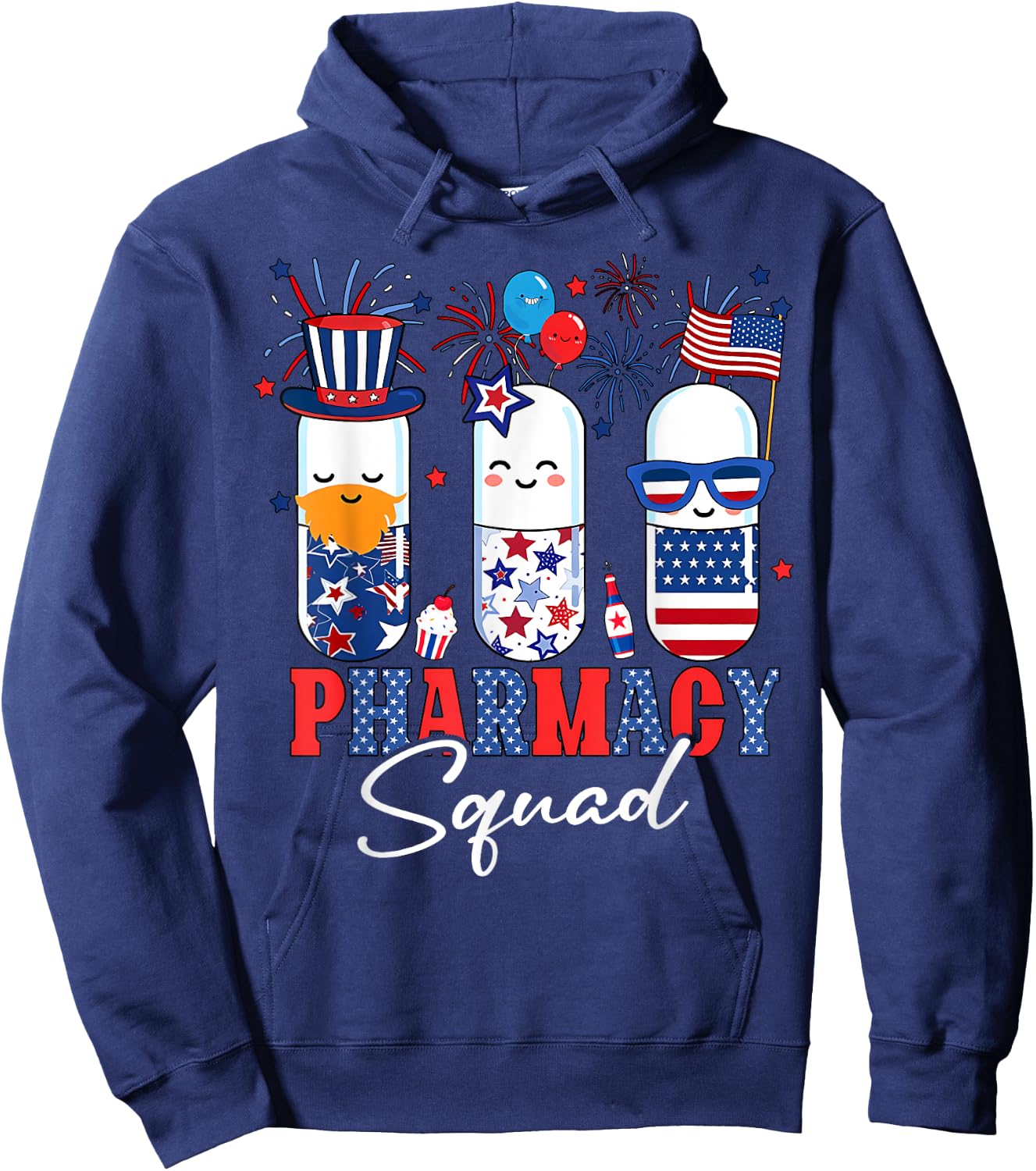 4th Of July Pharmacy Squad Pharmacy Technician Patriotic Women Men Hoodie - Hoodie | Navy