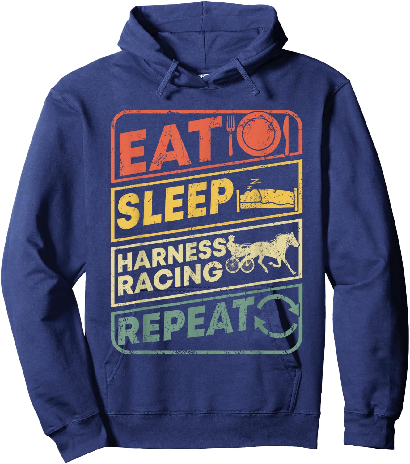 Horse rider Harness Racing apparel retro vintage Equitation Hoodie - Hoodie | Navy