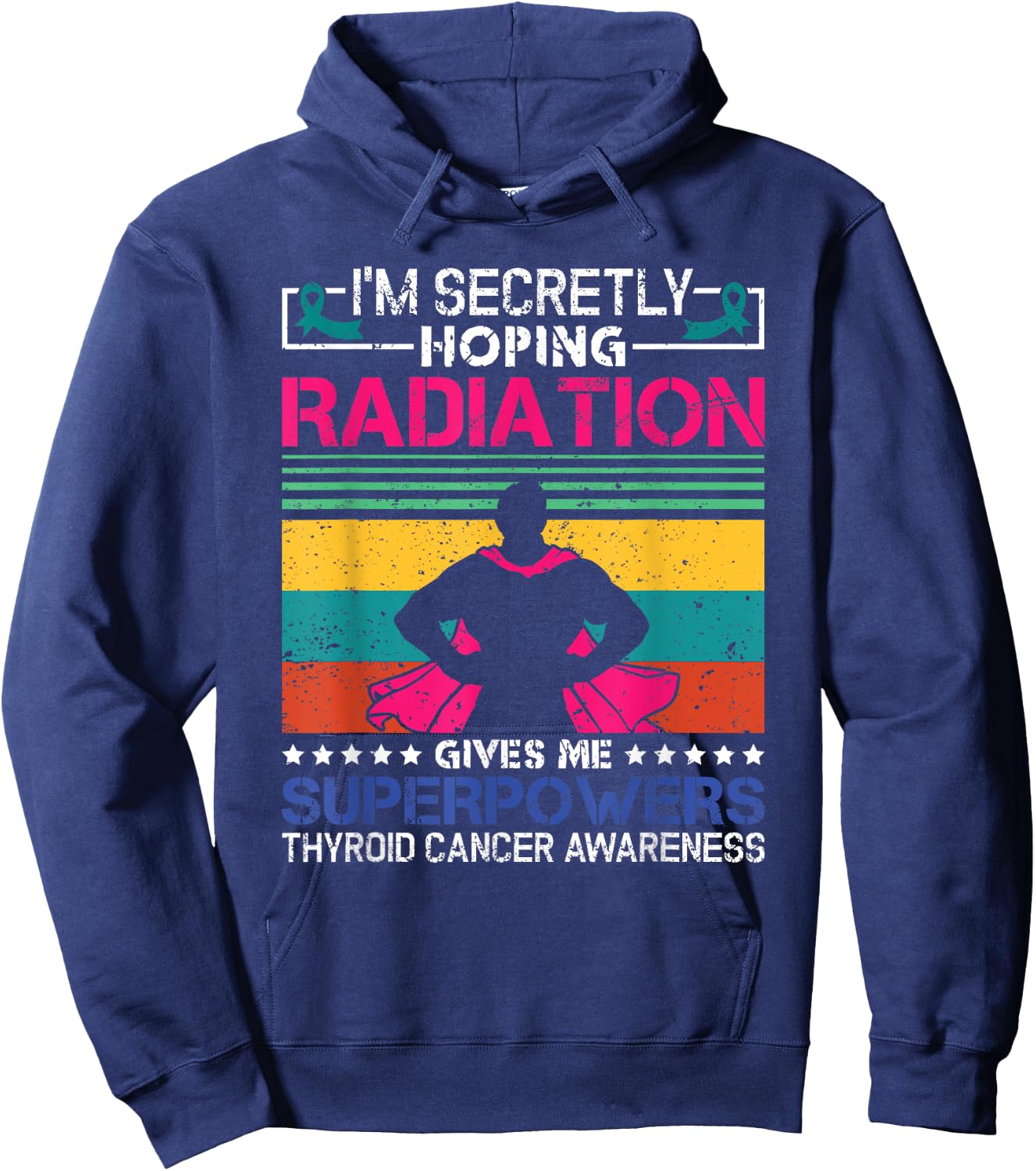 Thyroid Cancer Awareness Patient Warrior Radiation Therapy Hoodie - Hoodie | Navy