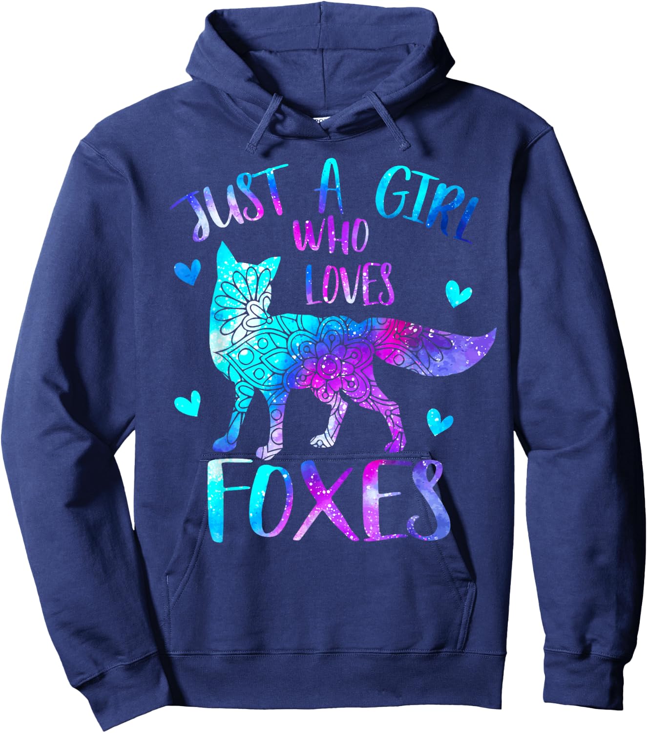Just a Girl Who Loves Foxes Watercolor Galaxy Cute Fox Space Hoodie - Hoodie | Navy