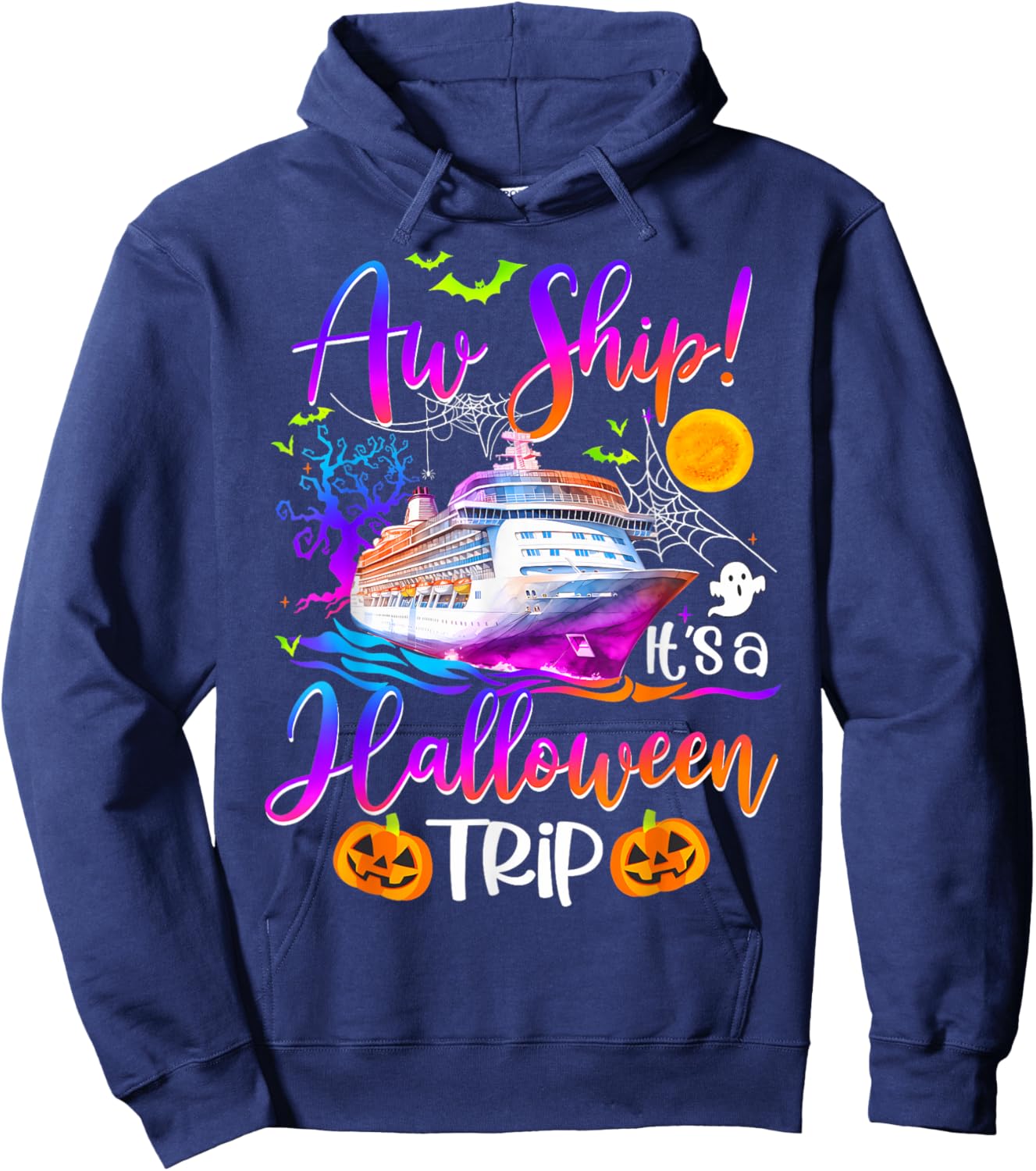 Family Halloween Cruise 2024 Pumpkin Boo Trip Matching Hoodie - Hoodie | Navy