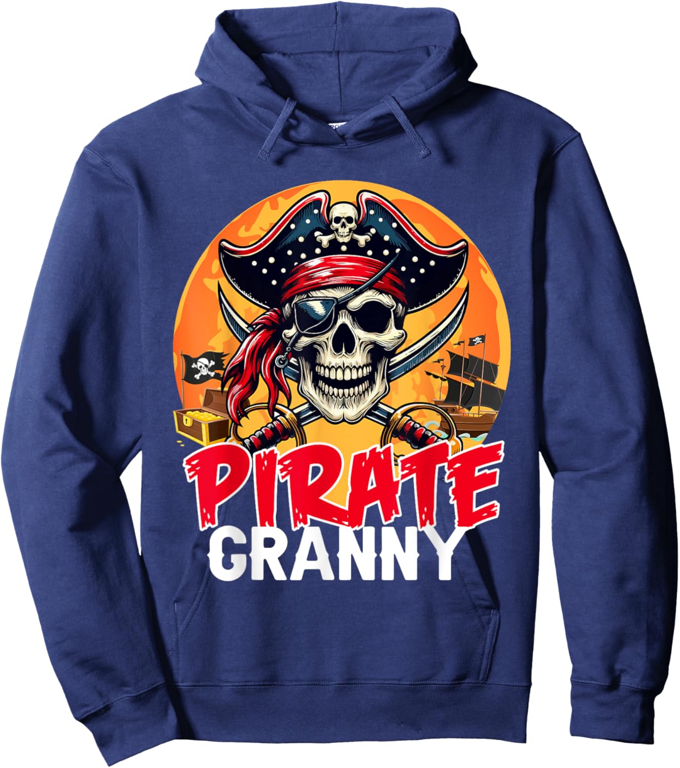 Pirate Granny Halloween Horror Pirate Skull Costume Family Hoodie - Hoodie | Navy