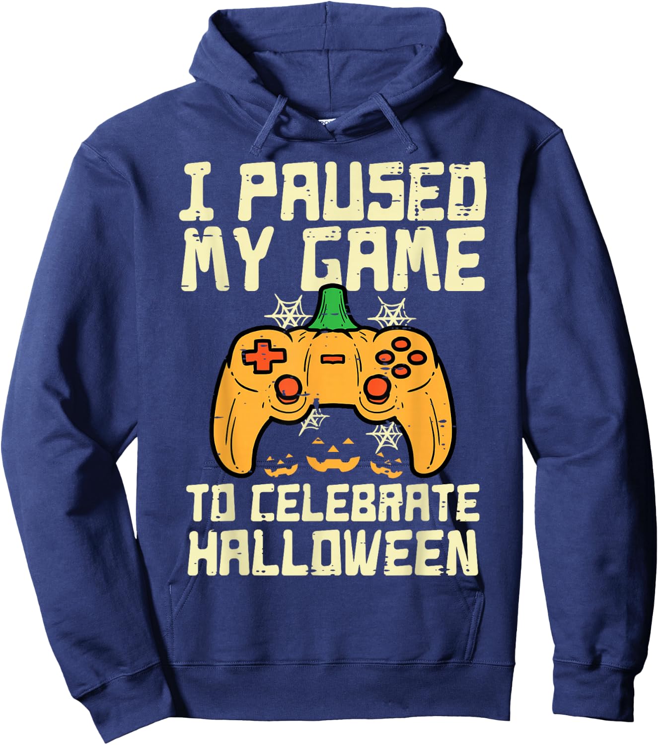 Paused My Game Halloween Gamer Gaming Costume Boys Kids Men Hoodie - Hoodie | Navy