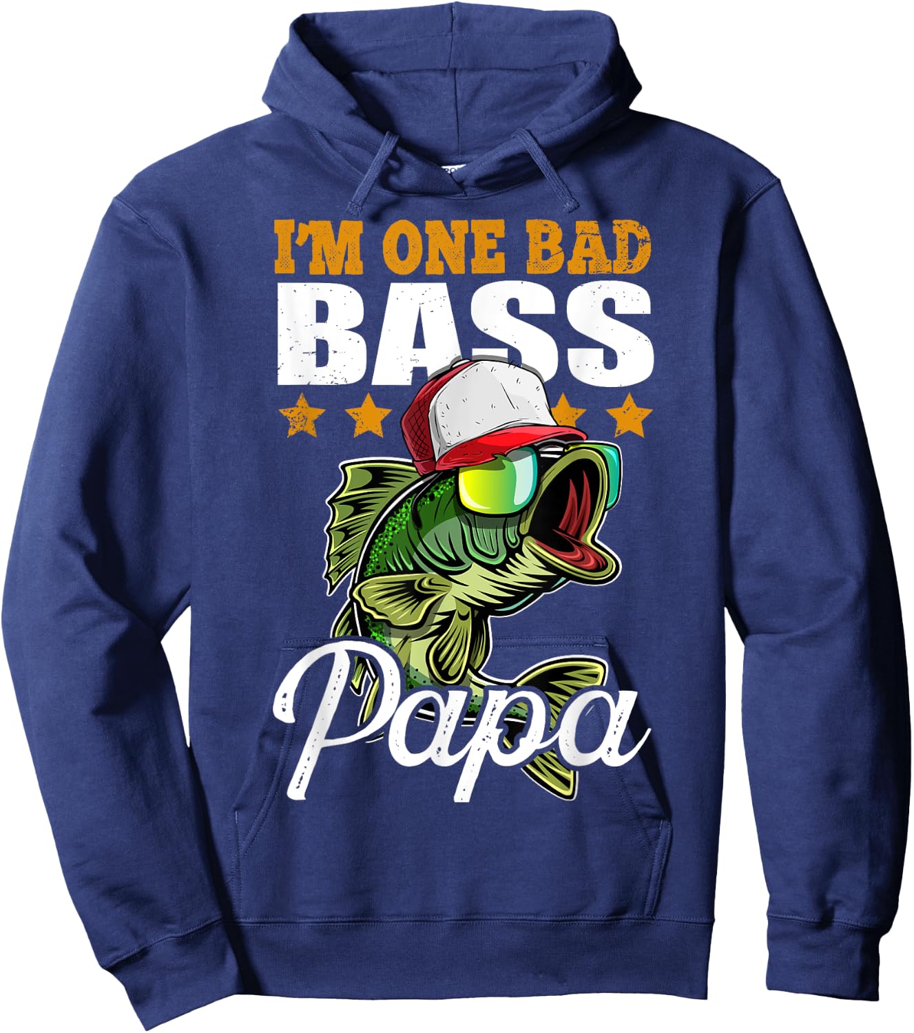 I'm One Bad Bass Papa Funny Bass Fishing Father's Day Gift Hoodie - Hoodie | Navy