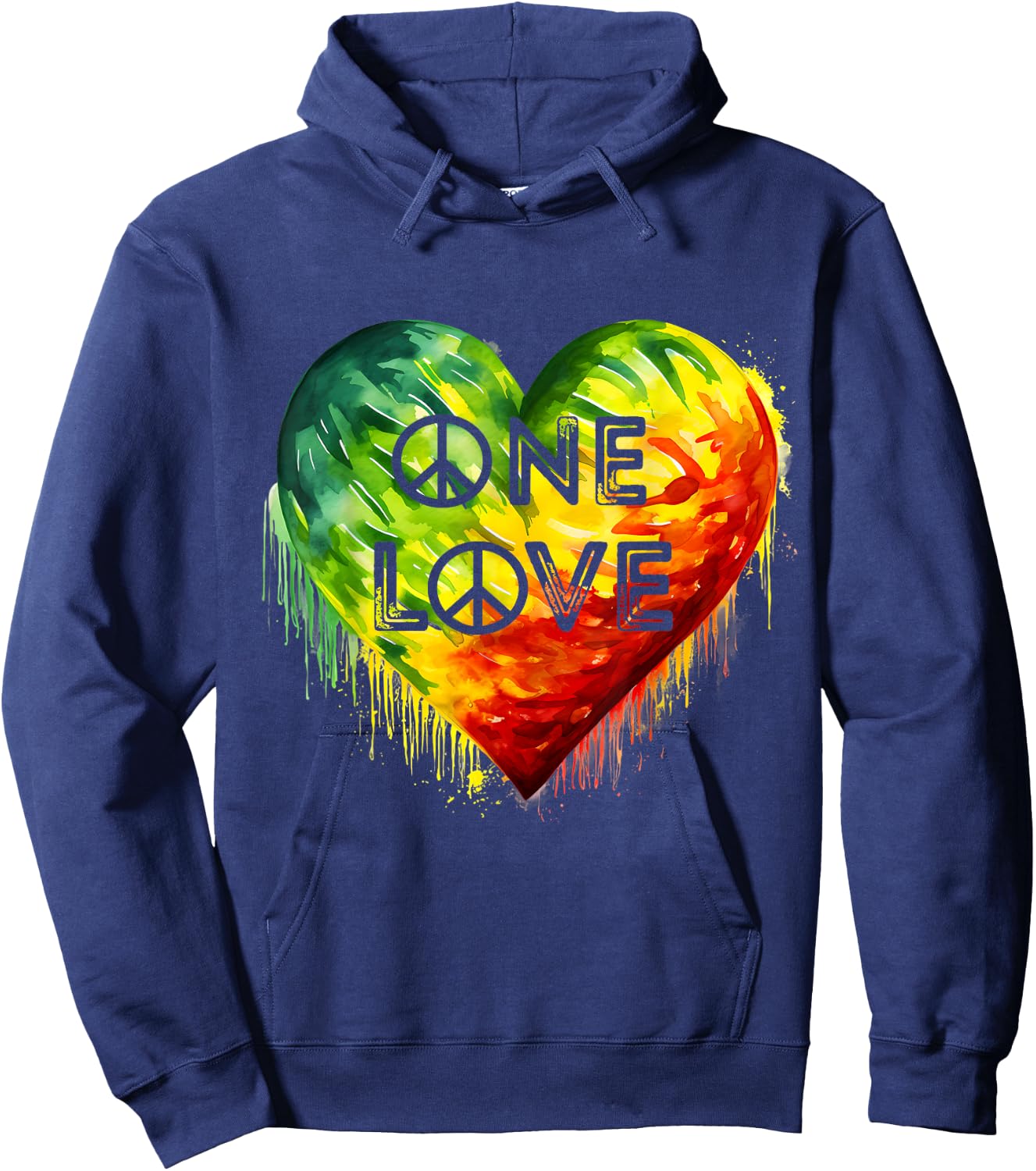 Heart Hippie Jamaica Rastafarian Pride Rasta Roots Rastafari Hoodie - Hoodie | Navy