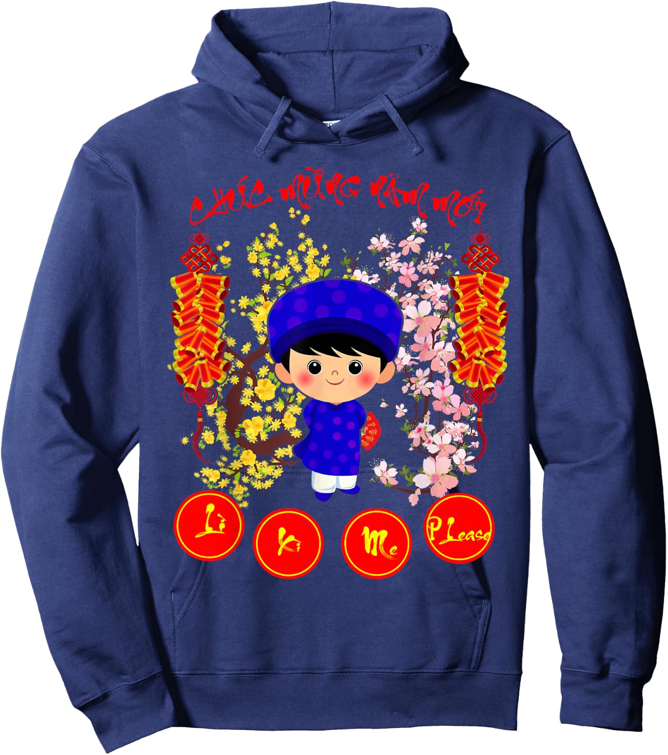 Li Xi Me Please Kid Boys Vietnamese Lunar New Year 2026 Hoodie - Hoodie | Navy