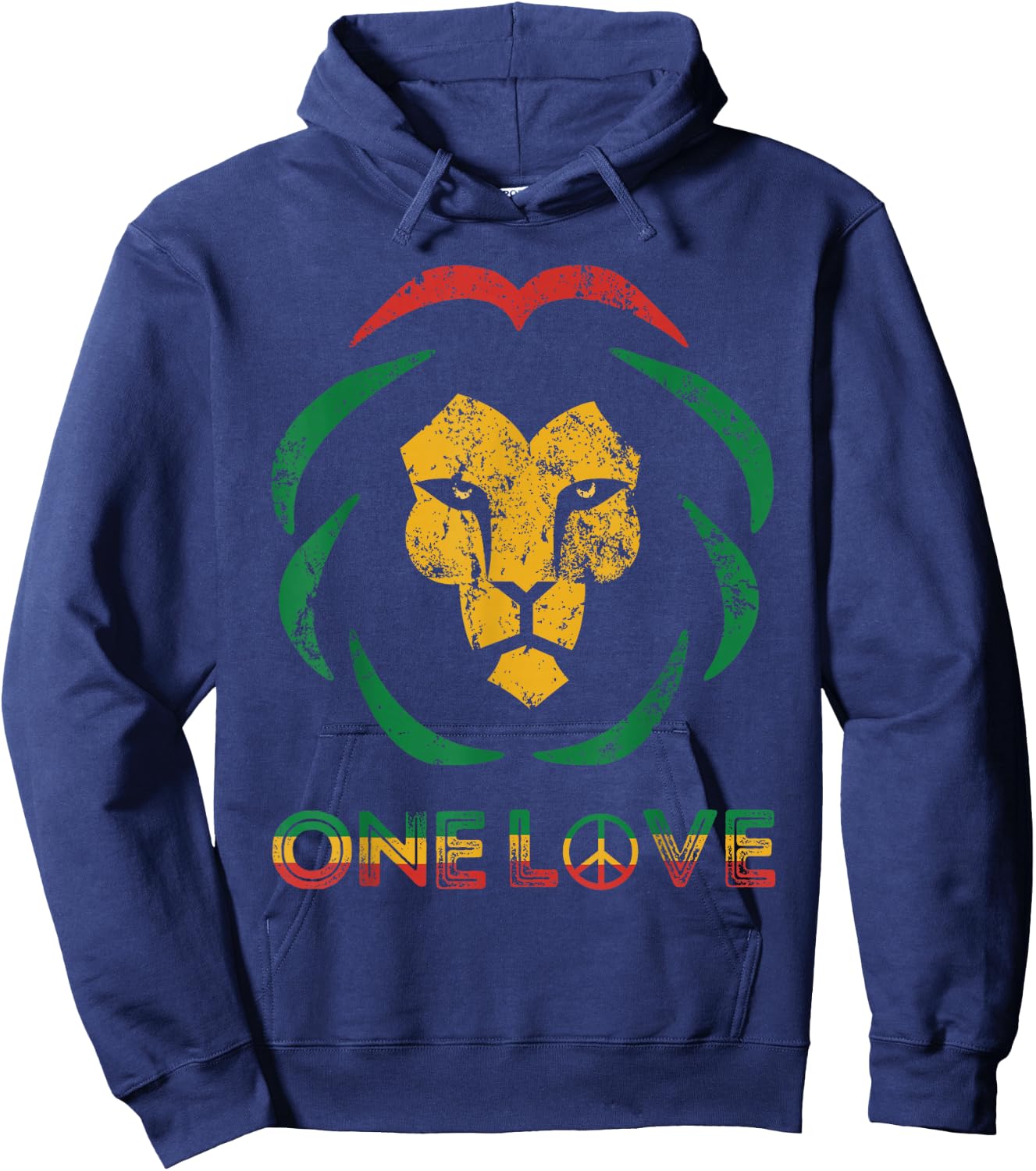 One Love Rasta Reggae Lion Of Judah Rastafari Roots Vintage Hoodie - Hoodie | Navy