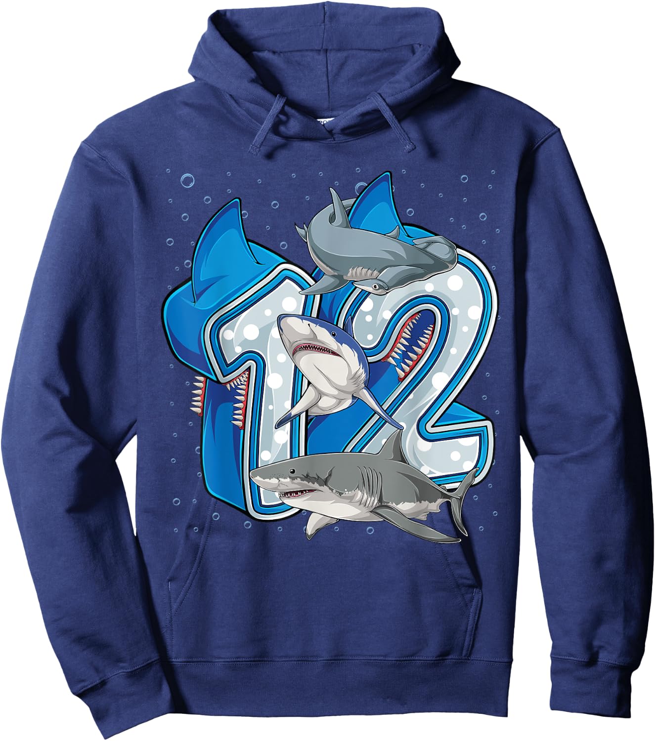 12th Birthday Boys Shark 12 years Old Ocean Shark B-day Hoodie - Hoodie | Navy