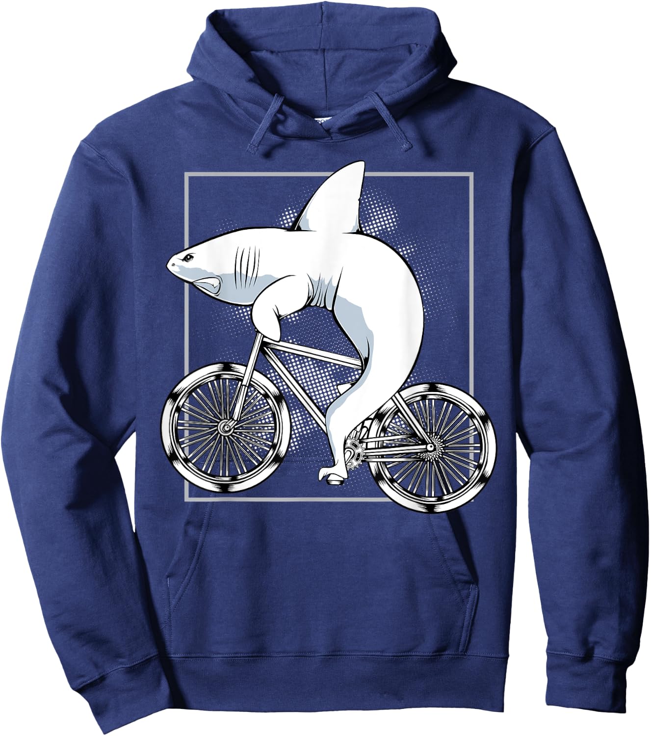 Shark On A Bicycle Cycling Biking Riding Cyclists Gift Hoodie - Hoodie | Navy