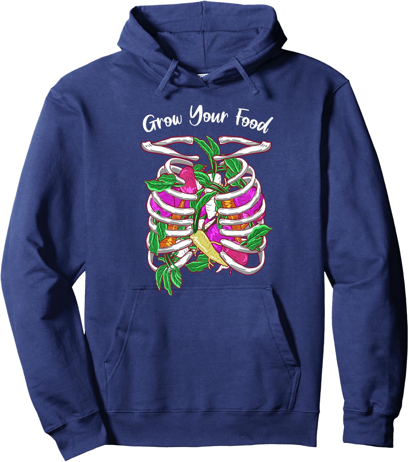 Grow Your Food Skeleton Funny Garden Plant Green Thumb Gift Hoodie - Hoodie | Navy