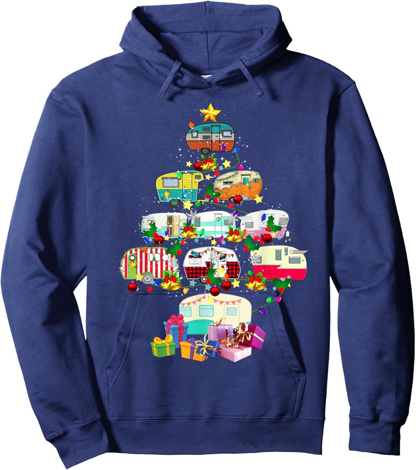 Christmas Camping Lover X-mas Camping Truck Tree Camper Gift Hoodie - Hoodie | Navy