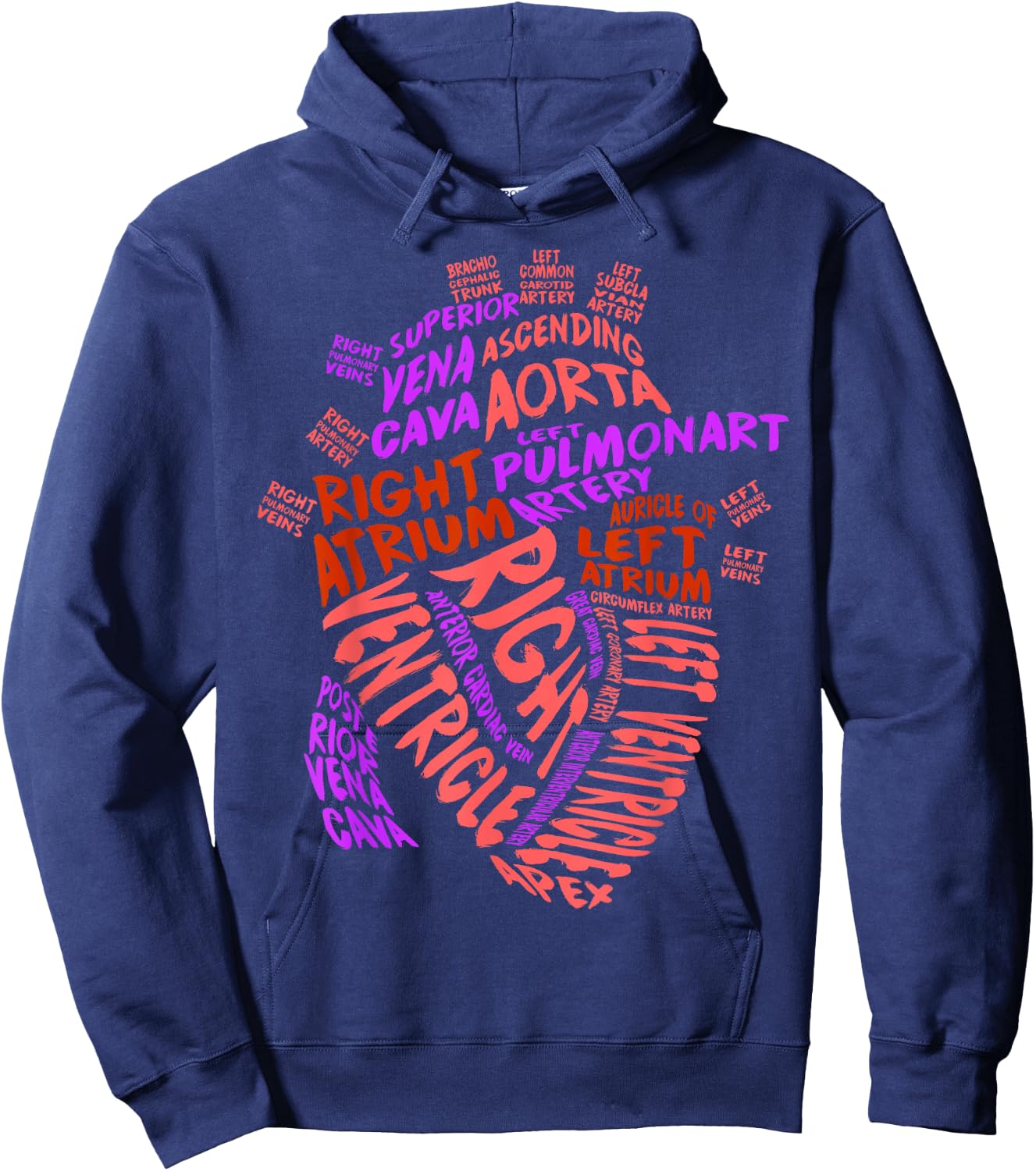 Anatomical Human Heart Cardiology Medical Cardiac Nurse Hoodie - Hoodie | Navy