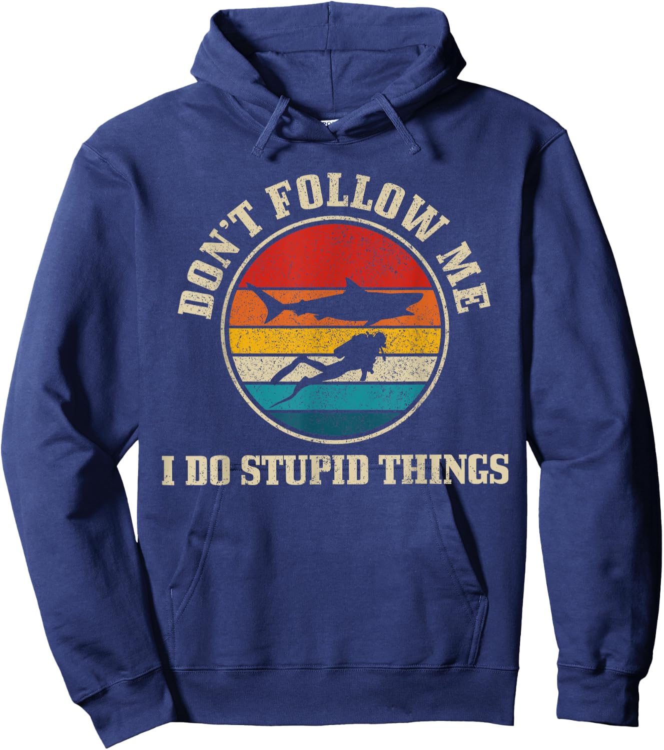 Diver Vintage Funny Shark Diving Gift Hoodie - Hoodie | Navy