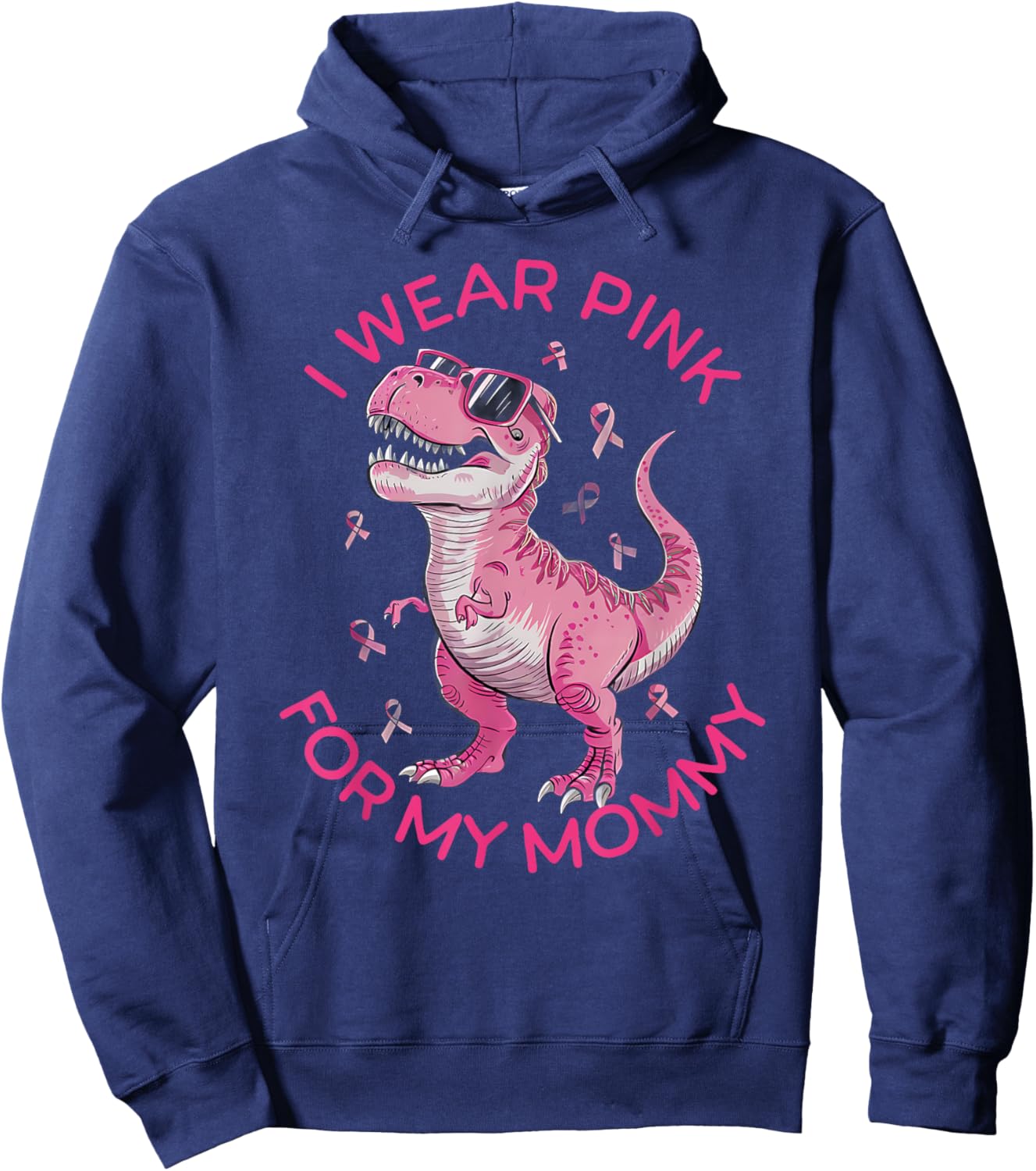 Kids Breast Cancer Awareness I Wear Pink For My Mommy Hoodie - Hoodie | Navy