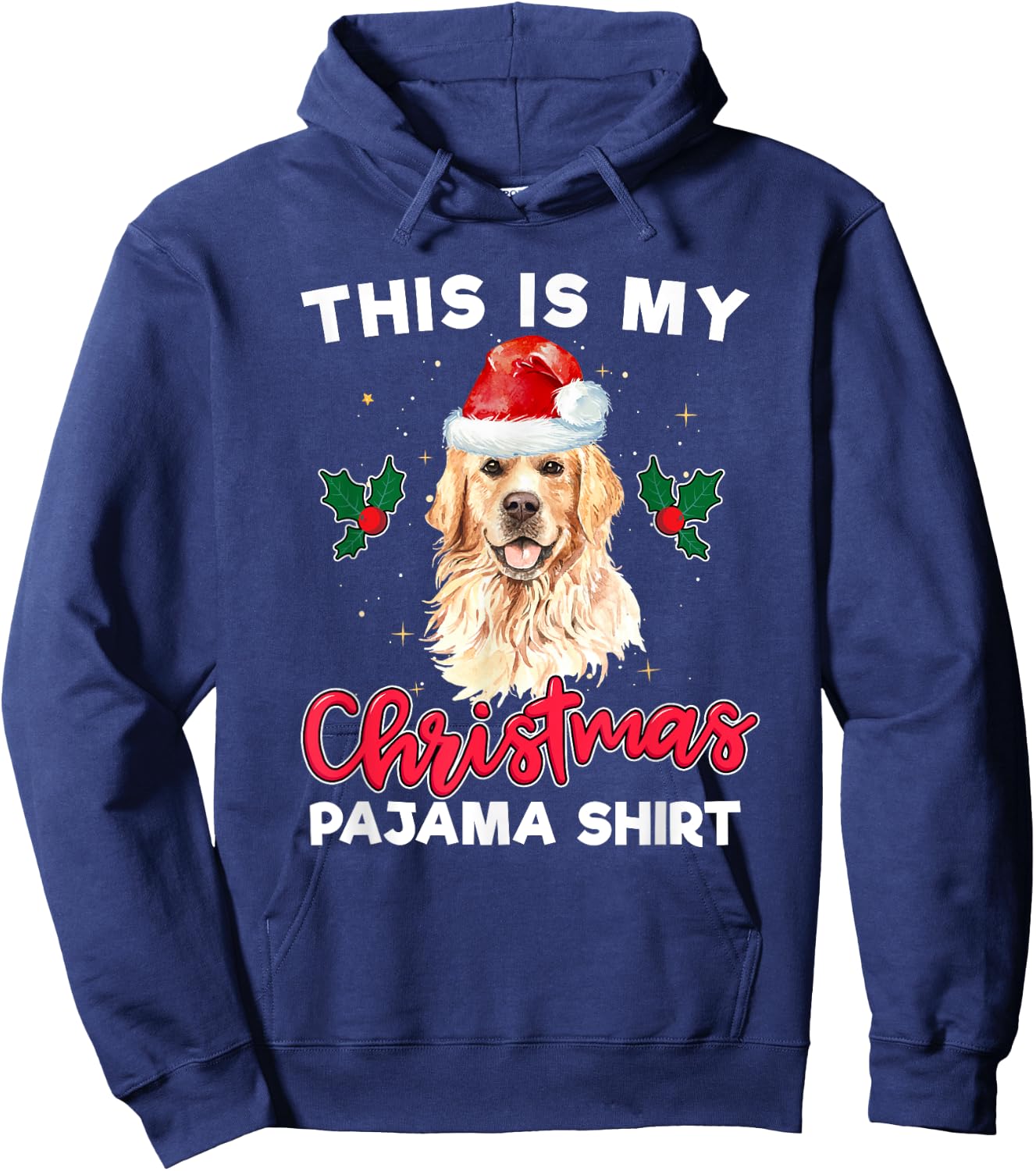 Golden Retriever Christmas Pajama Santa Dog Lover Men Women Kids Hoodie - Hoodie | Navy