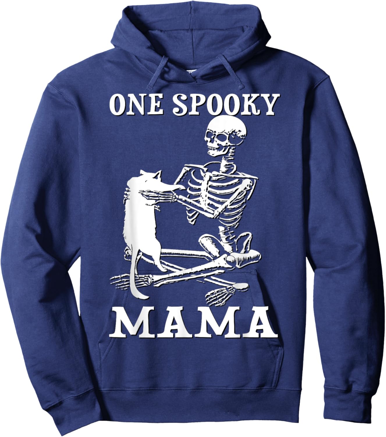 Skeleton Holding A Cat One Spooky Mamaa Halloween Costume Women Kids Hoodie - Hoodie | Navy