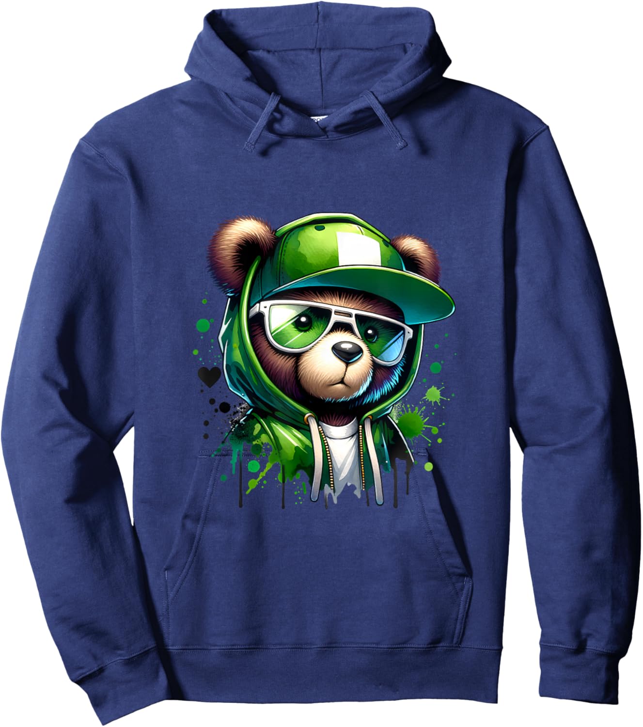 Hip Hop Bear Urban Cute Teddy Bear Graphic Design Rap Bear Hoodie - Hoodie | Navy