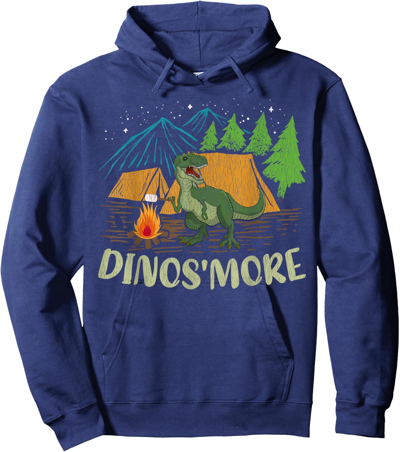 Camping S'more Dinosaur Lover Funny Dinosaur Camping - Black, -Adults, Short Sleeve, Classic Fit, Small Hoodie - Hoodie | Navy