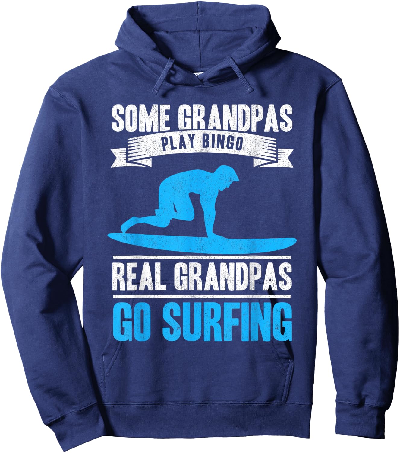 Surf Grandpa Go Surfing Grandfather Surfboarder Old Surfer Hoodie - Hoodie | Navy