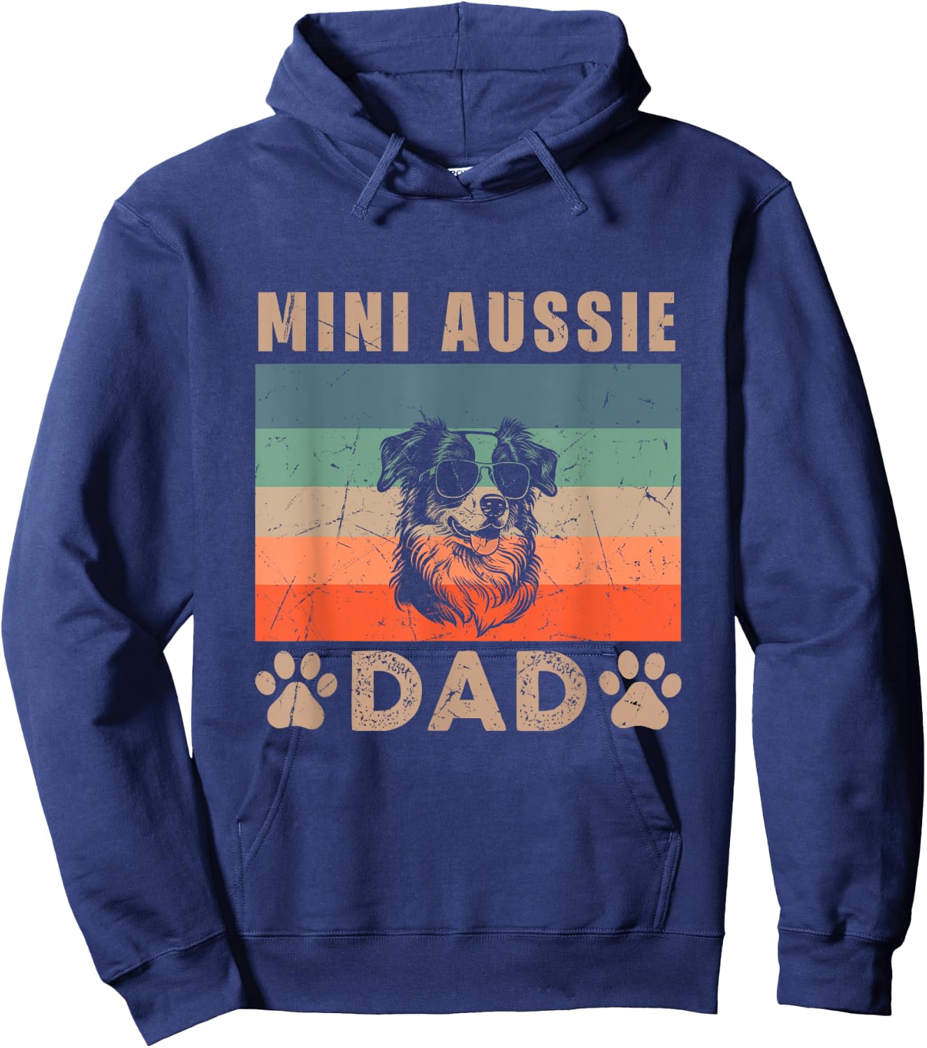 Vintage Mini Aussie Dad Gifts Funny Dog Lover Father's Day Men Women Kids Hoodie - Hoodie | Navy