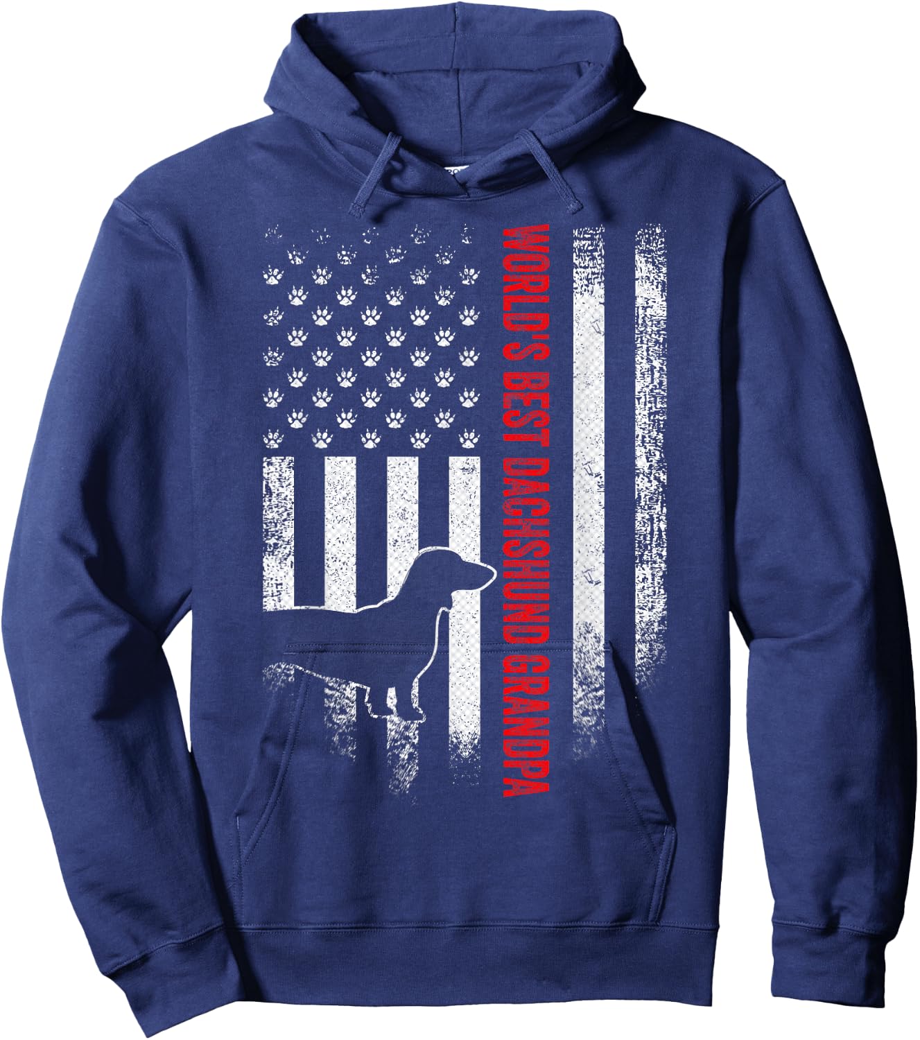Vintage American Flag World's Best Dachshund Grandpa Funny Men Hoodie - Hoodie | Navy