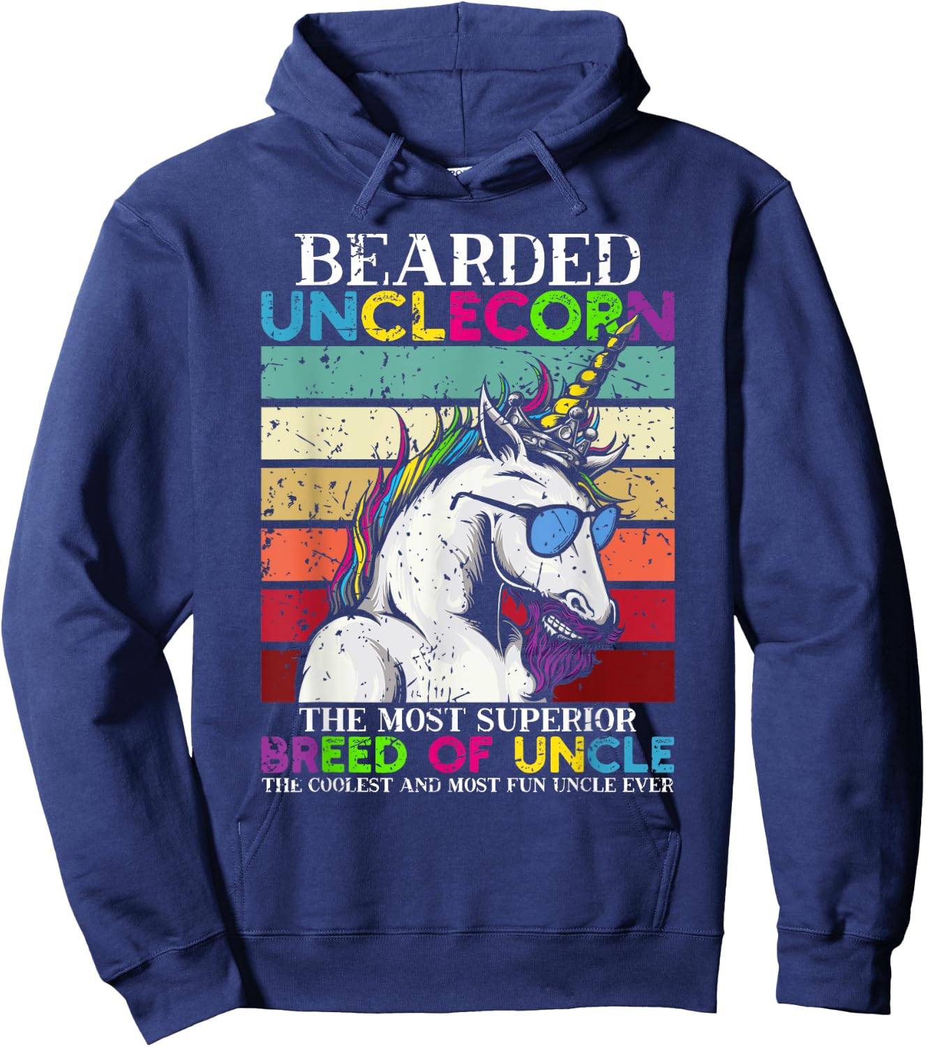 Bearded Unclecorn Uncle Unicorn Men Funny Hoodie - Hoodie | Navy