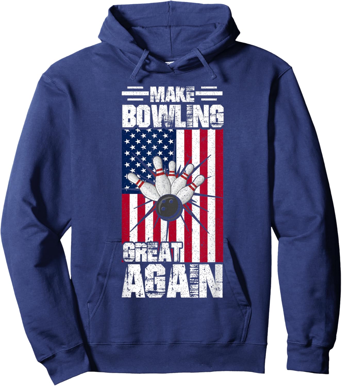 USA American Flag Make Bowling Great Again - Bowling Hoodie - Hoodie | Navy