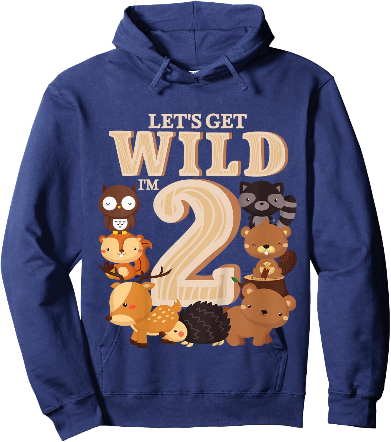 2 Year Old Woodland Animals Birthday Wild Forest 2nd Gift Hoodie - Hoodie | Navy