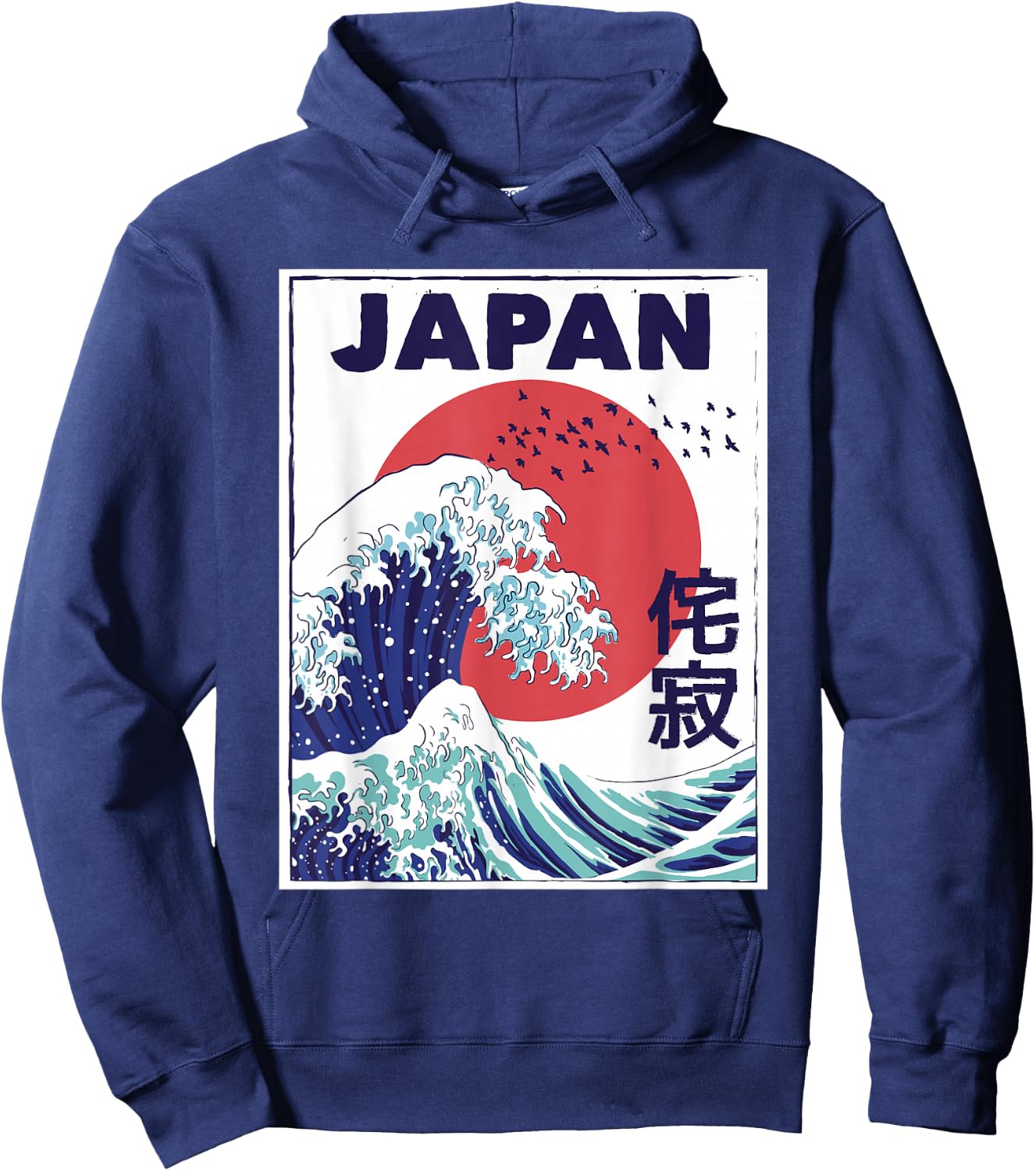 Retro Japan Graphic Women Ocean Japanese Men Large Wave Hoodie - Hoodie | Navy