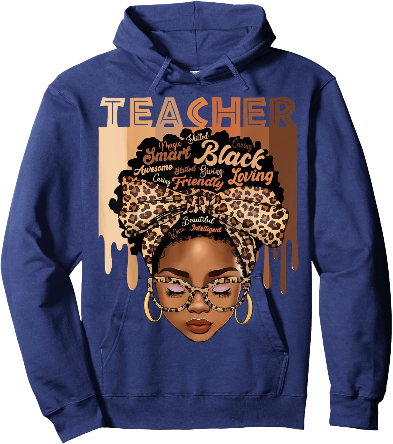 Black Teacher Magic Black History Month Afro Hair Melanin Hoodie - Hoodie | Navy