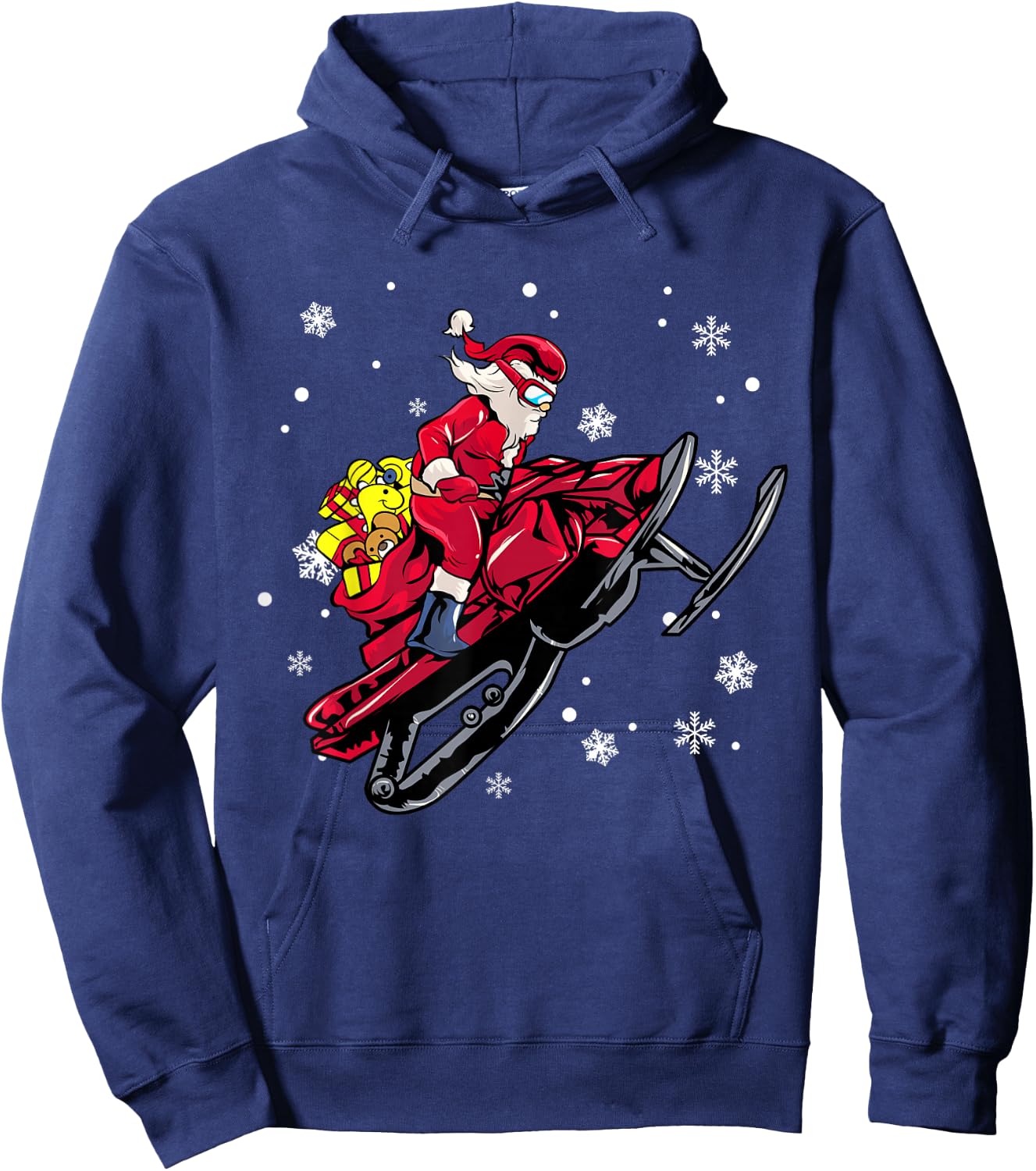 Snowmobile Santa Claus Snowmobiling Christmas Sled Hoodie - Hoodie | Navy