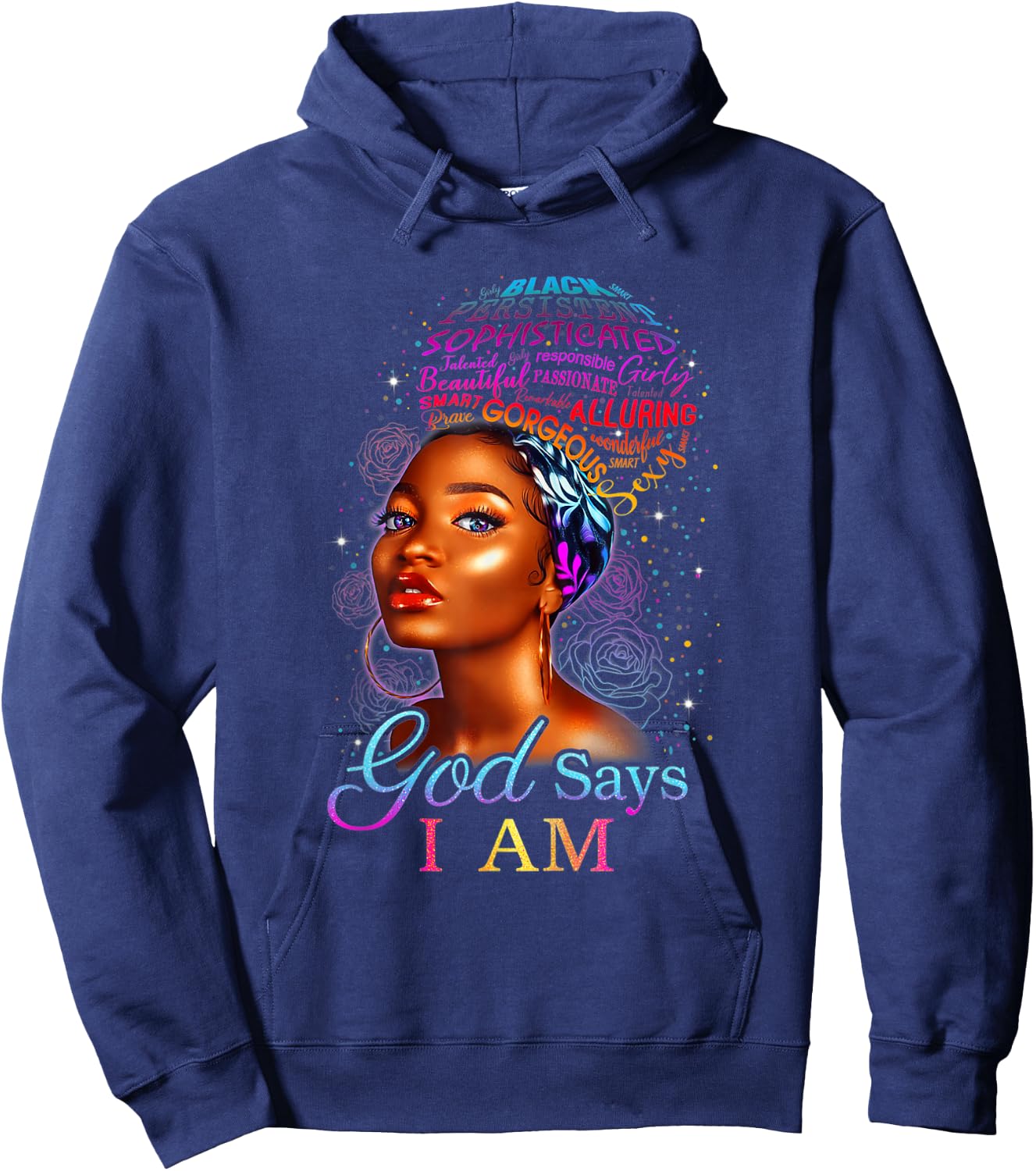 Black African American Ebony Blessed Queen Empowerment Hoodie - Hoodie | Navy