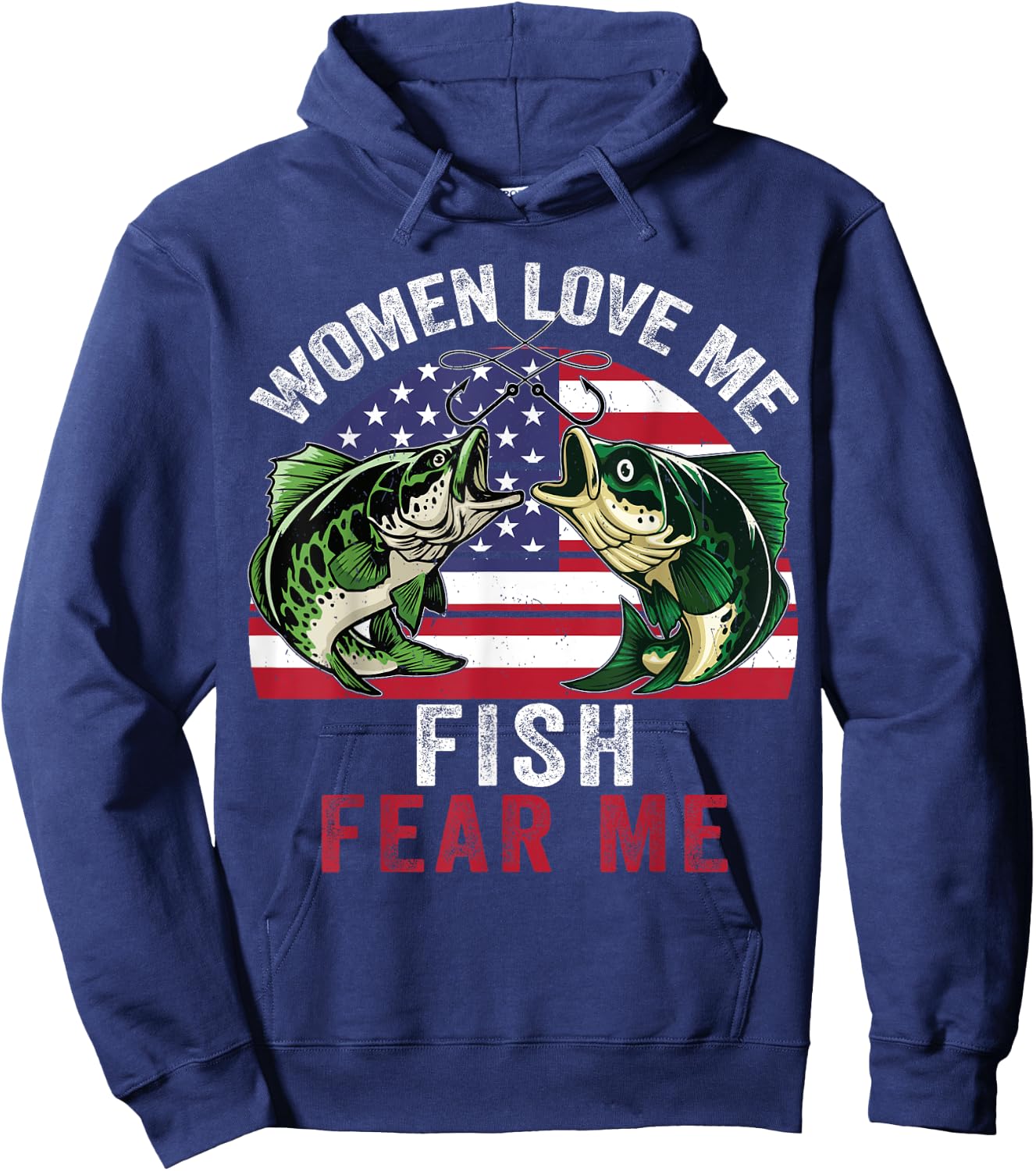 Funny Fishing-Shirt Women Love Me Fish Fear Me Adult Humor Hoodie - Hoodie | Navy