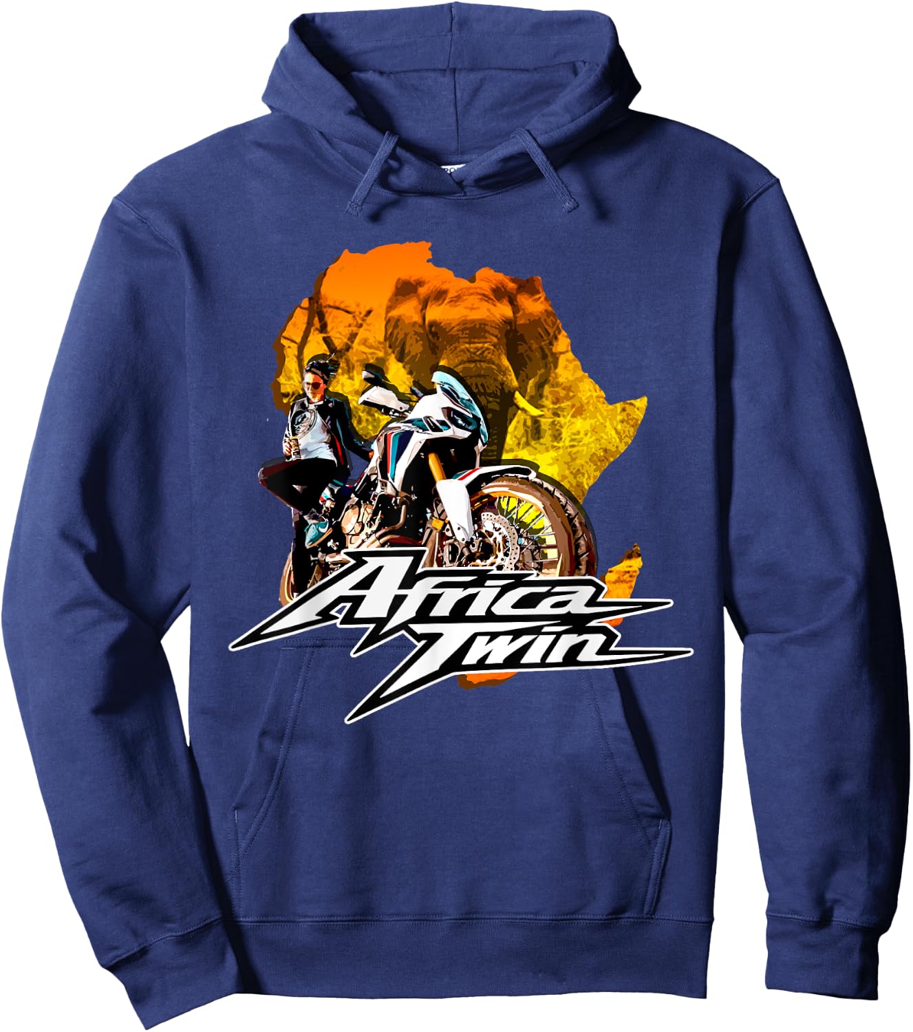 Africa Touring Twin Motorcycle Nature Woman Hoodie - Hoodie | Navy