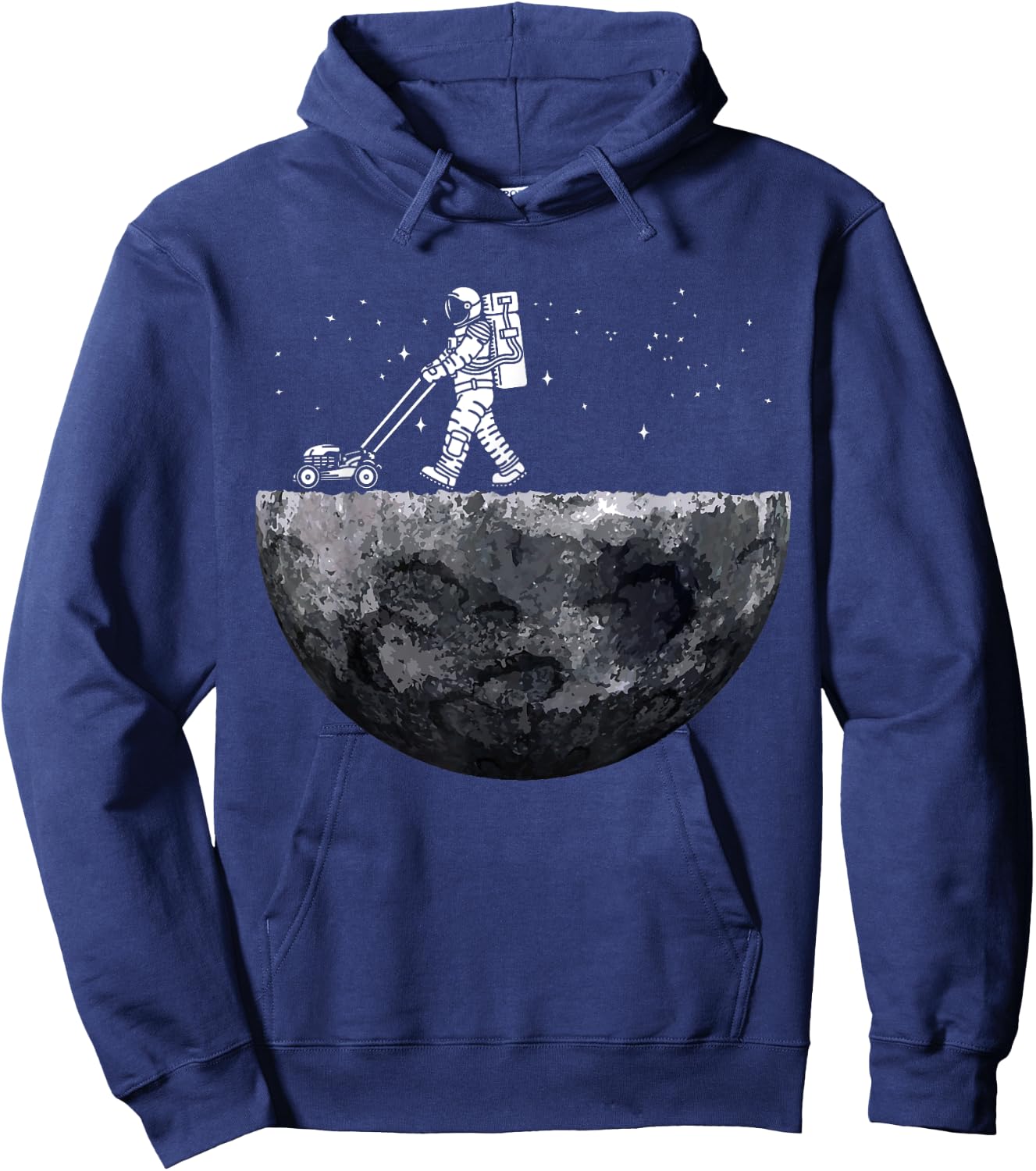 Astronauts Mowing Lawn on the Moon Vacuuming on the Moon Hoodie - Hoodie | Navy