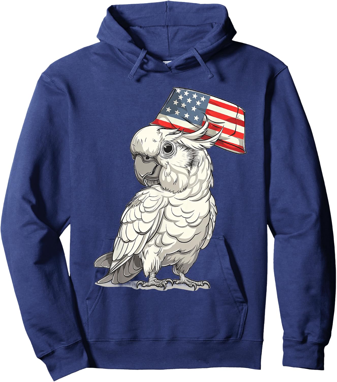 Umbrella Cockatoo with USA Hat Hoodie - Hoodie | Navy