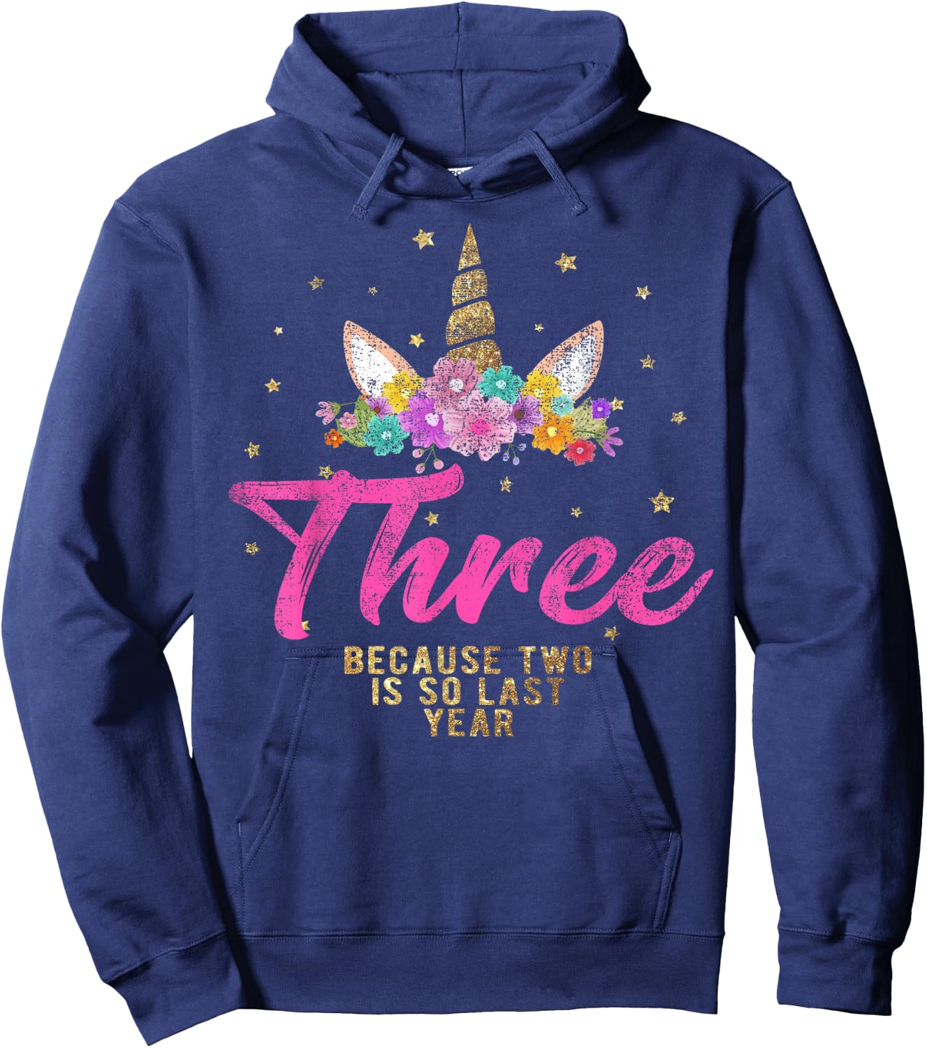 Unicorn Birthday Shirt for 3 Year Old Girl Gift 3 Hoodie - Hoodie | Navy