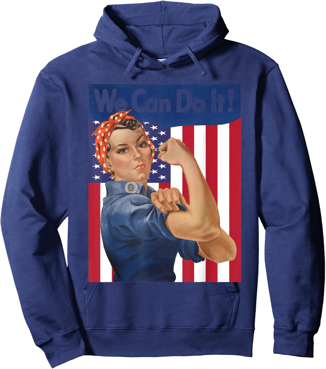 We Can Do It Rosie The Riveter Feminist USA Flag Rosey Rosy Hoodie - Hoodie | Navy