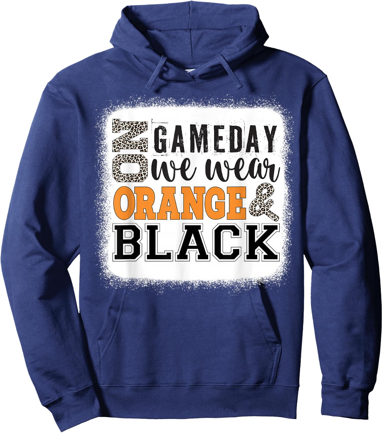 On Gameday Football We Wear Orange and Black Leopard Print Hoodie - Hoodie | Navy
