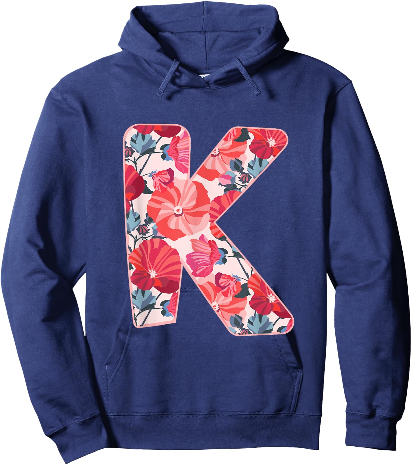 Letter K Sign Alphabet Last Name Consonants Flower Gift Hoodie - Hoodie | Navy