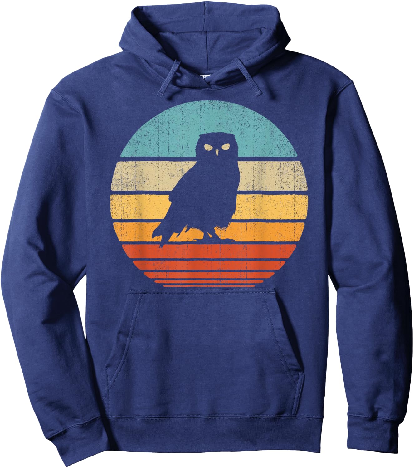 Owl Retro Vintage 60s 70s Sunset Bird Hoodie - Hoodie | Navy
