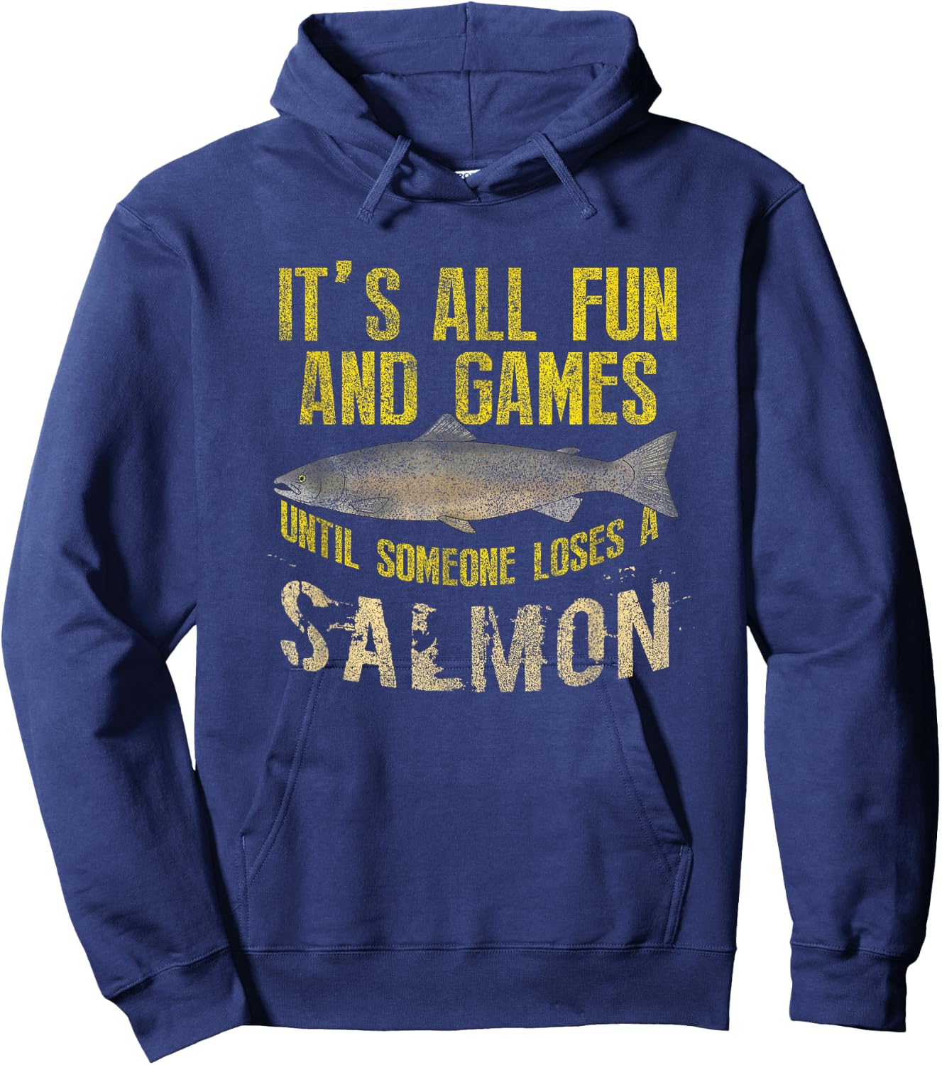 Funny Salmon Fishing Freshwater Saltwater Fish Angler Hoodie - Hoodie | Navy