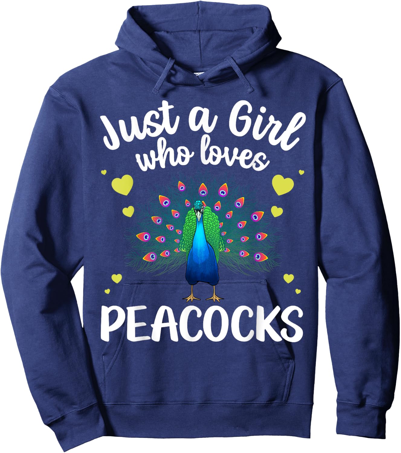 Funny Peacock Design For Girls Kids Youth Peacock Bird Lover Hoodie - Hoodie | Navy