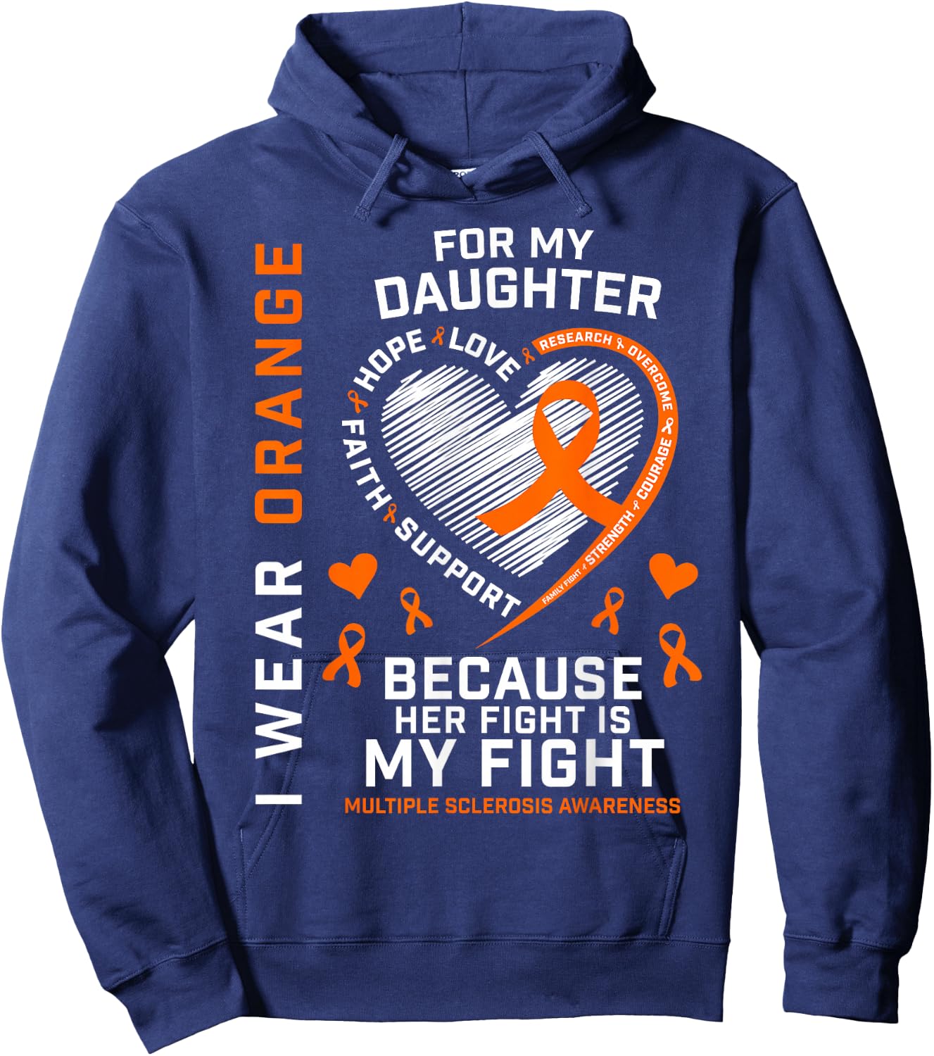MS Gifts Apparel Fight Daughter Multiple Sclerosis Awareness Hoodie - Hoodie | Navy