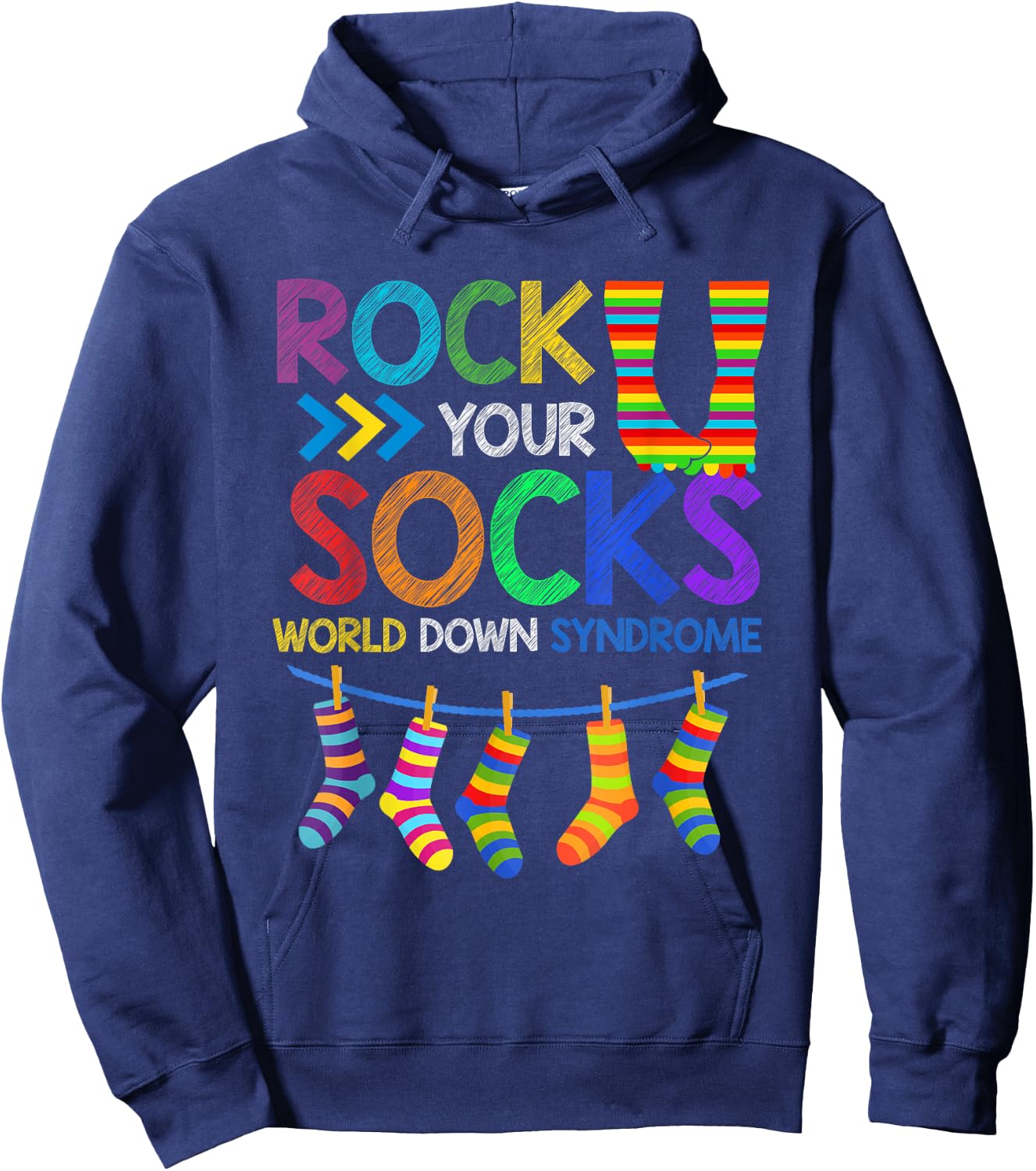 Rock Your Socks Down Syndrome Awareness Teachers Women Kids Hoodie - Hoodie | Navy