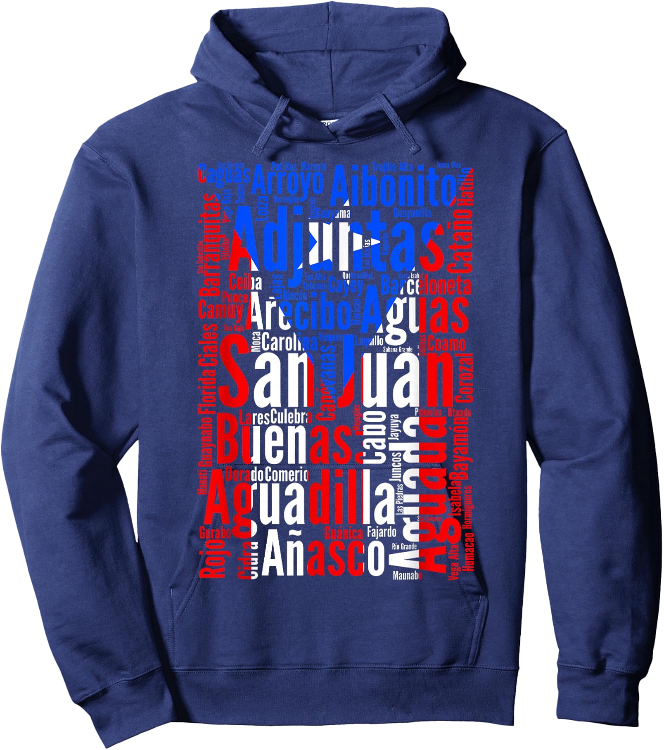 Puerto Rican Cities - Puerto Rico Flag - Boricua Hoodie - Hoodie | Navy
