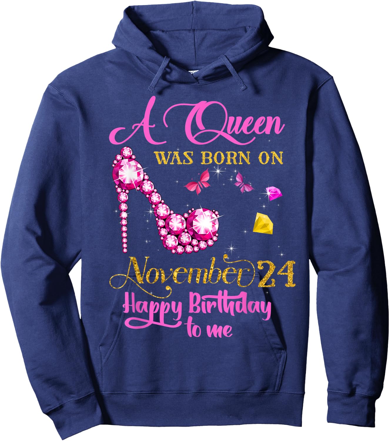 A Queen Was Born on November 24, 24th November Birthday Gift Hoodie - Hoodie | Navy