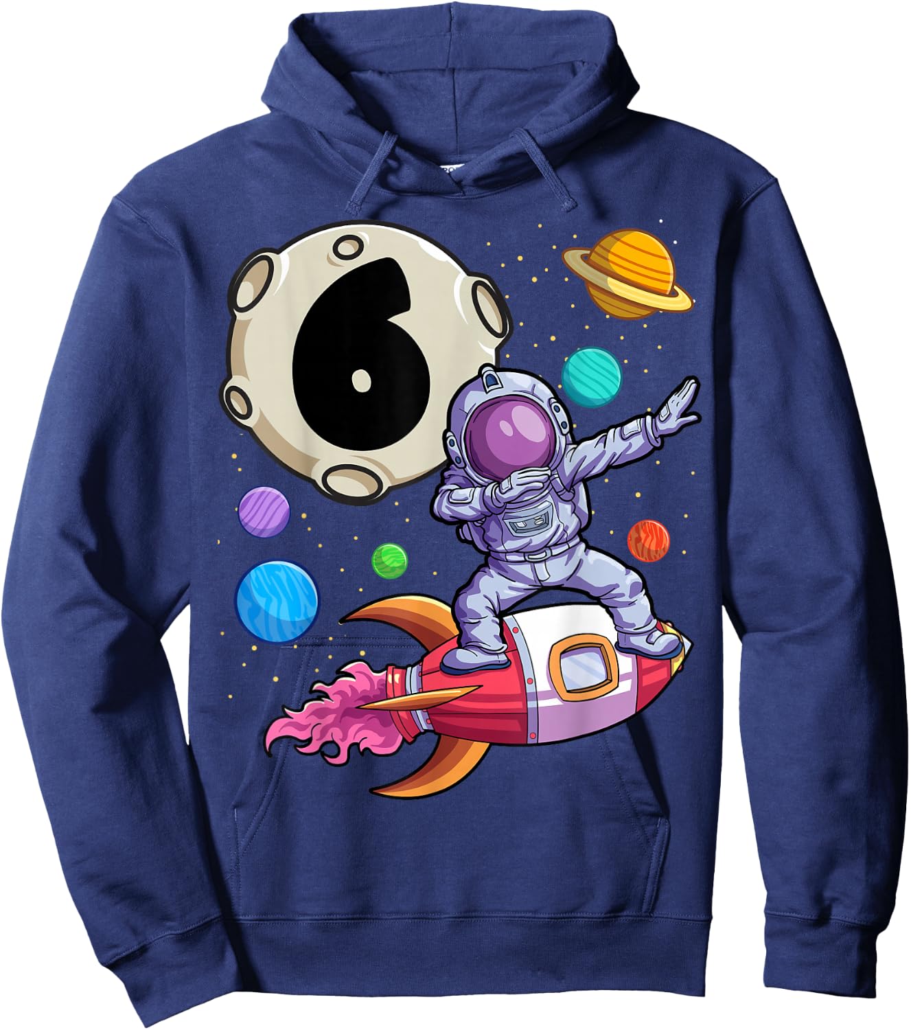 Dabbing Astronaut 6 Yrs Old Birthday Boy Space 6th Birthday Hoodie - Hoodie | Navy
