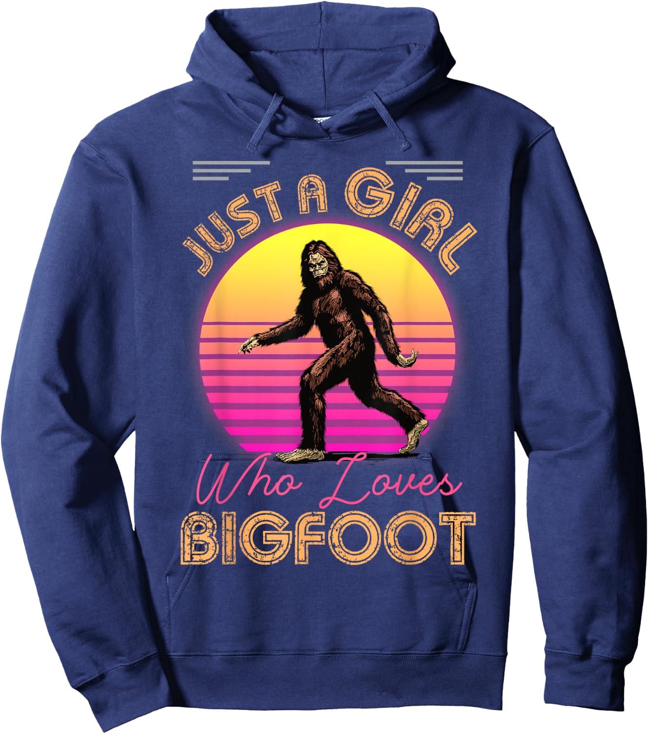 Just a Girl Who Loves Bigfoot or Sasquatch Girls Women Moms Hoodie - Hoodie | Navy